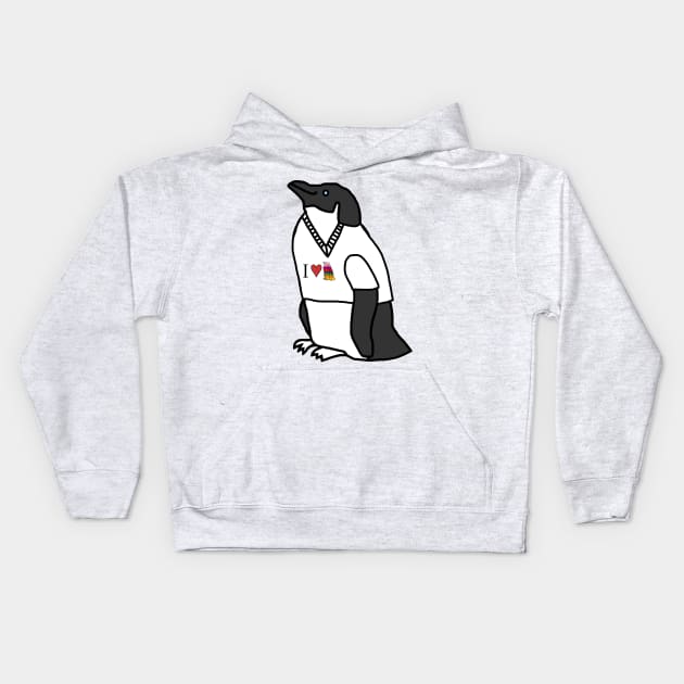 Penguin Wearing a T-Shirt Kids Hoodie by ellenhenryart